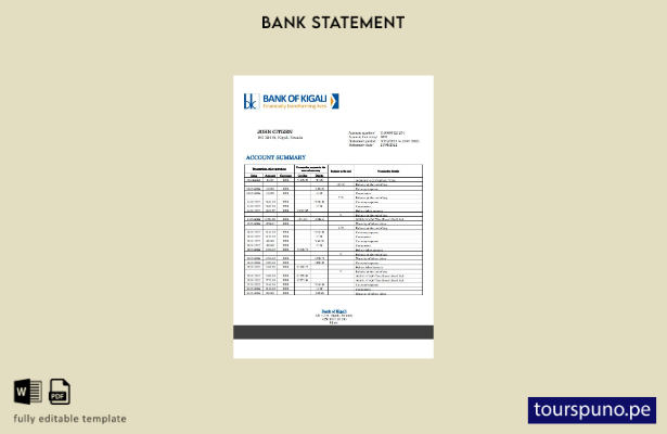 listo para imprimir plantilla de word   extracto bancario del Banco de Kigali de